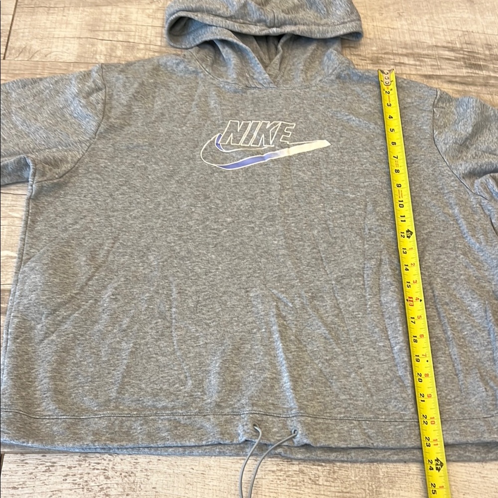 Nike Cropped  Drawstring Hoodie‎ Women’s Size Large Gray - Picture 4 of 8